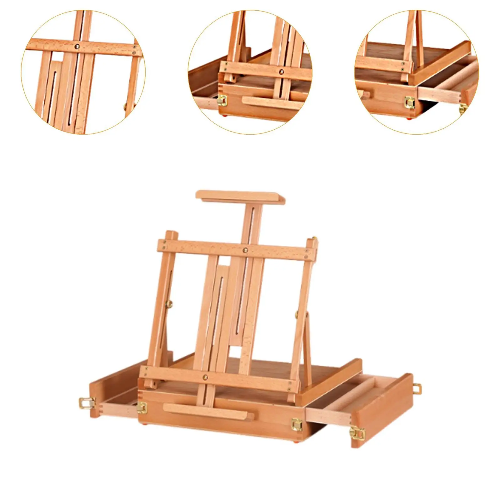 Tabletop Easel with Double Drawers Tabletop Art Supplies Wooden Portable Sketchbox for Calssroom Desk Desktop Painting Artist