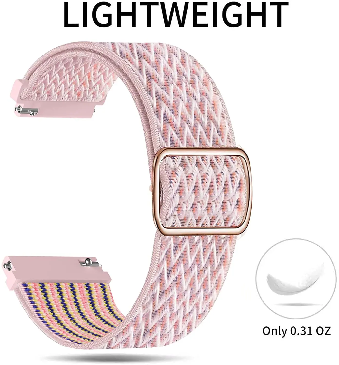 Nylon Loop Adjustable Elastic Bracelet Strap - 20mm/22mm