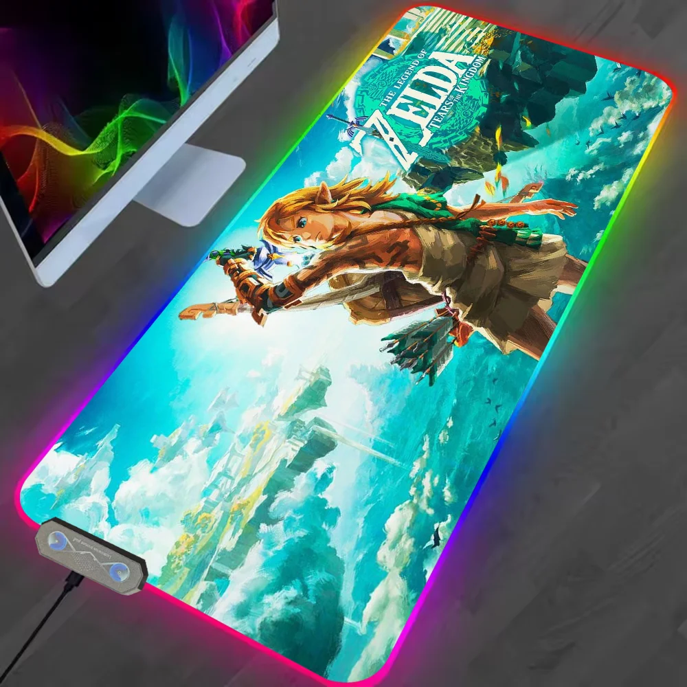 Game T-Tears Z-Zelda K-Kingdom LED Light RGB Luminous Keyboard Desk-Mat Color Waterproof Office Mouse Computer Anti-slip Rubber 6