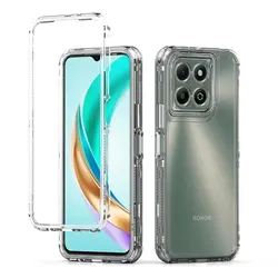 Crystal Clear 3-in-1 Shockproof Phone Case with Hard Bumper & Soft TPU Protective Cover for PC TPU (Clear)