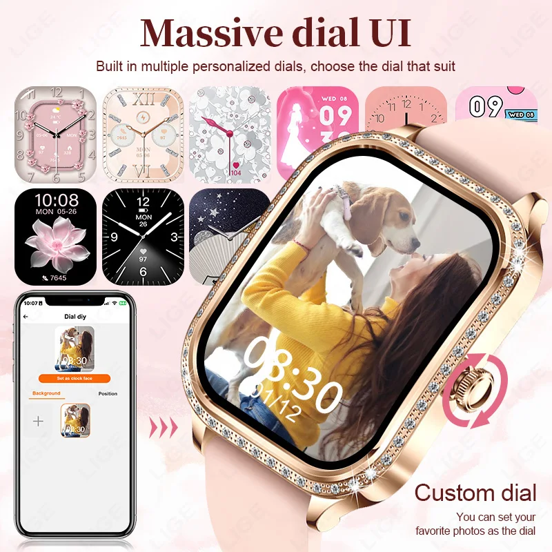 LIGE New Women Smart Watch Heart Rate Sleep Health Monitor Music Playback AI Voice Sports BT Call Smartwatch Ladies Watches 2026