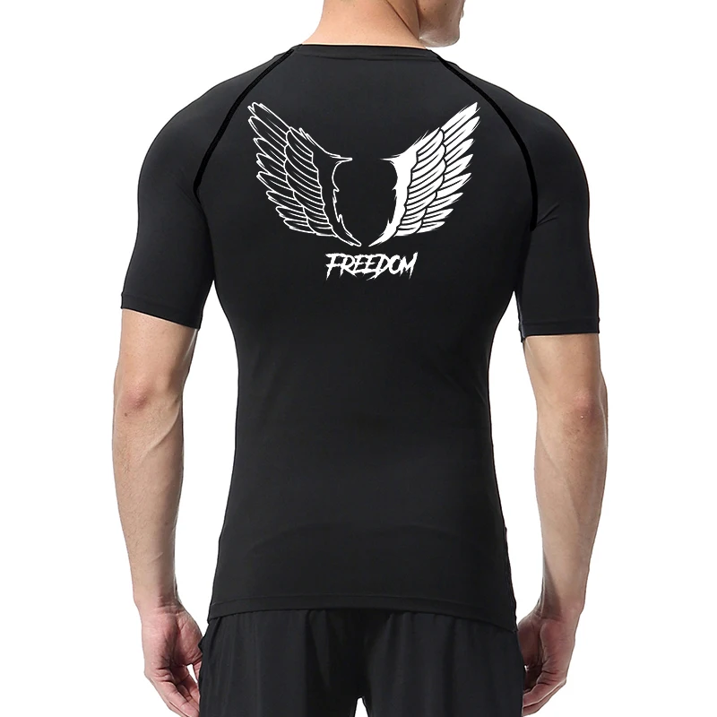 قميص ضغط مطبوع على أجنحة الملاك للرجال ، تي شيرت ر...