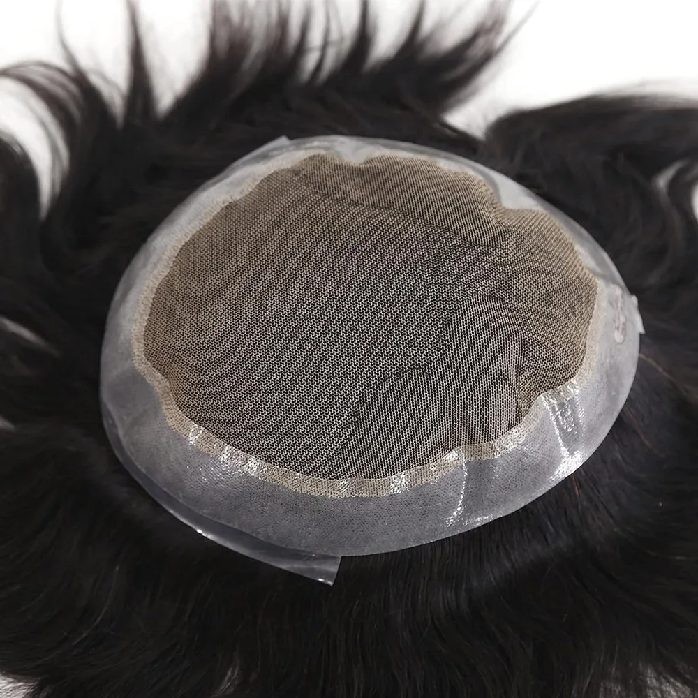Australien Base Herren-Toupet, 100 % Echthaar, Kapillarprothese, männliche Spitze mit PU-Toupet für Herren-Perücke, Ersatzsystem, Haarteil