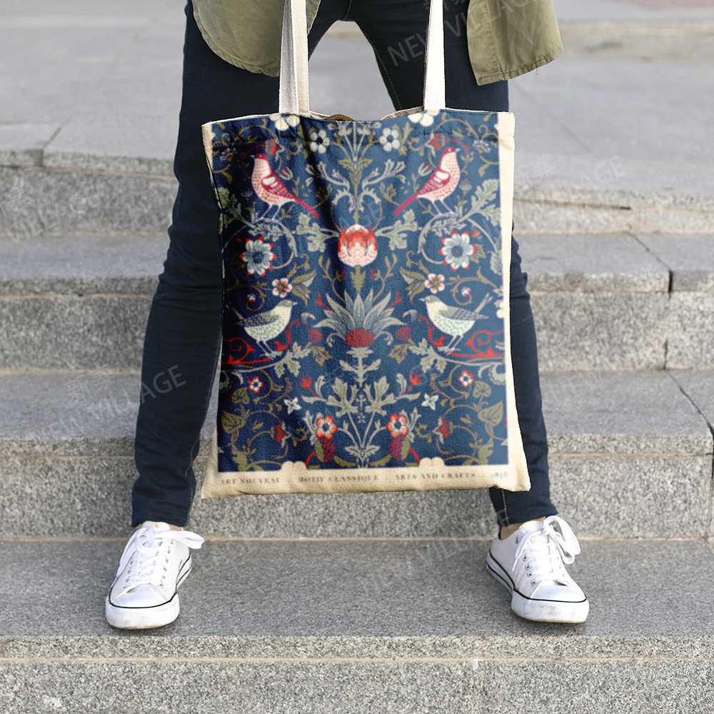 Canvas shoulder bag organization storage Handbags cosmetics travel Women's bag Shopping Fabric pouch nordic boho grocerie 6