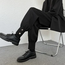 

Korean version of the trend straight pants men's fashion solid color casual formal dress leggings pants men's street all-match l