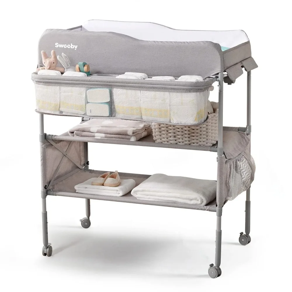 

Table, Foldable Changing Table Dresser Changing Station for Infant, Waterproof Diaper Table Pad