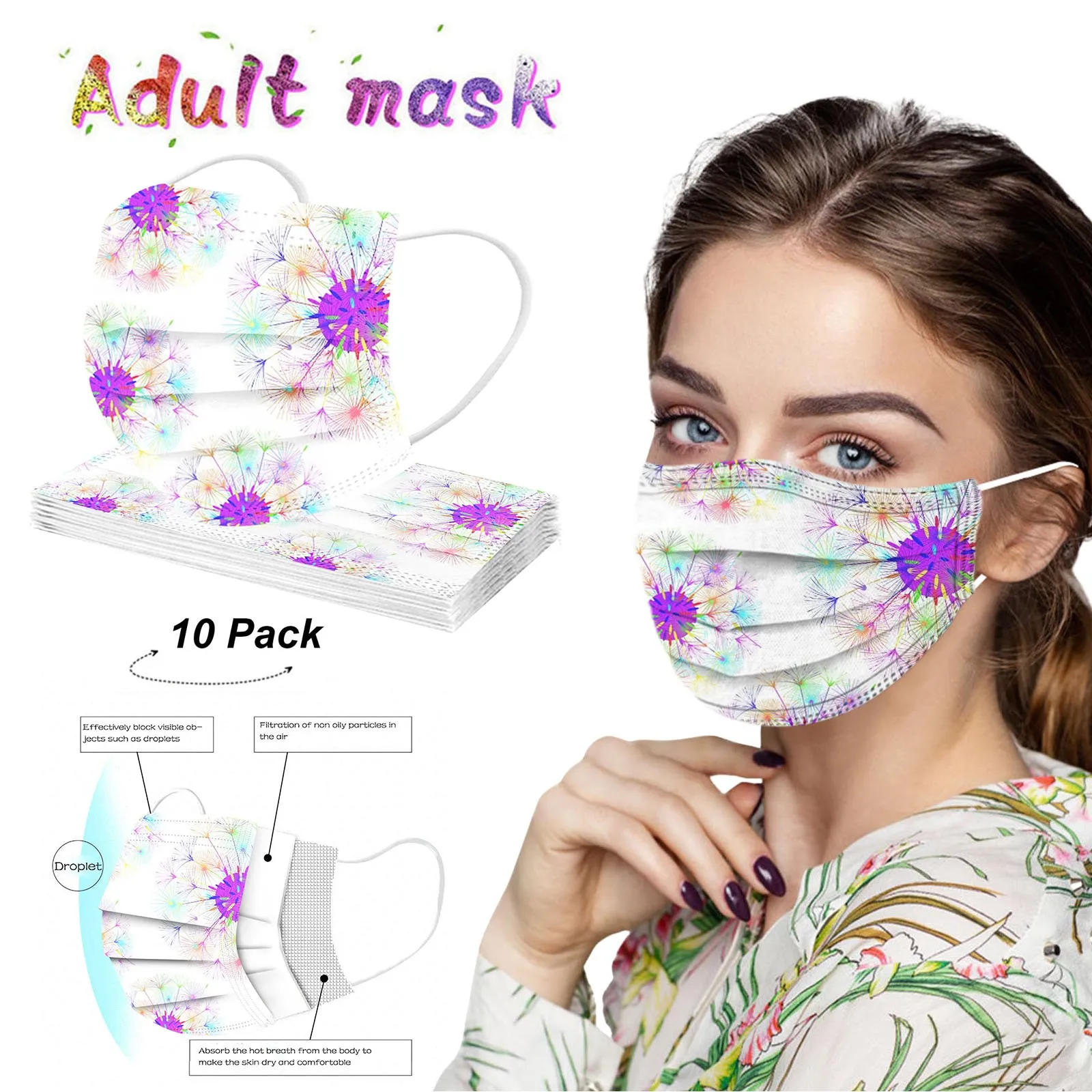 Adult Disposable Anti-Pollution Protective Fabric Dirt 3 layer Mask 10 Pack mouth cover 마스크 cubreboca маска mascarilla faciales