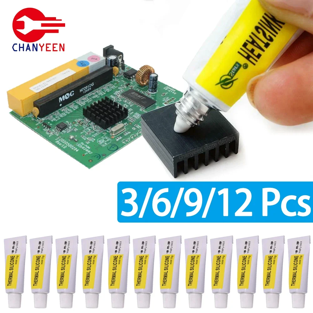 Thermal Paste 3/6/9pcs Conductive Heatsink Plaster Viscous Adhesive Glue For Chip VGA RAM LED IC Cooler Radiator Cooling