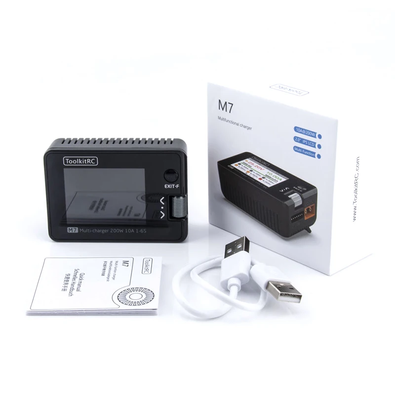 ToolkitRC M7 200W 10A 1-6S Lipo High Power Lithium Battery Multifunctional Balance Charger Discharger 2.0inch LCD For RC Drones 5