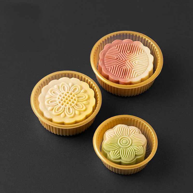 100Pcs Mooncake Plastic Inner Tray Round Packaging Box Handmade Biscuit Egg Yolk Crisp Cake Holder Pastry Decorative Accessories