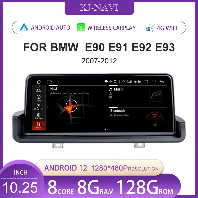 

10.25" Android 12.0 For BMW 3 Series E90 E91 E92 E93 2006-2011 Carplay Auto Radio Multimedia Player GPS Navigation BT
