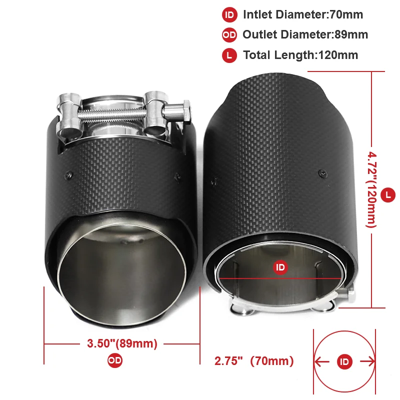 Exhaust Muffler Tip Exhaust Pipe Muffler Exhaust Trim Pipe 4 PCS/lot Carbon Fiber Matte For BMW M2 F87 M3 F80 M4 F82 M5 F10 M6 F12 70mm Nozzle Tailpipe
