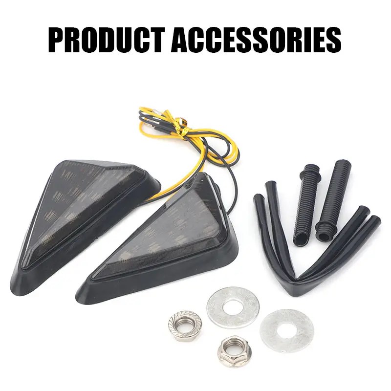 2pcs Motorcycle Led Turning Lamp Smoke Triangle Flush Mount LED Turn Signal Indi