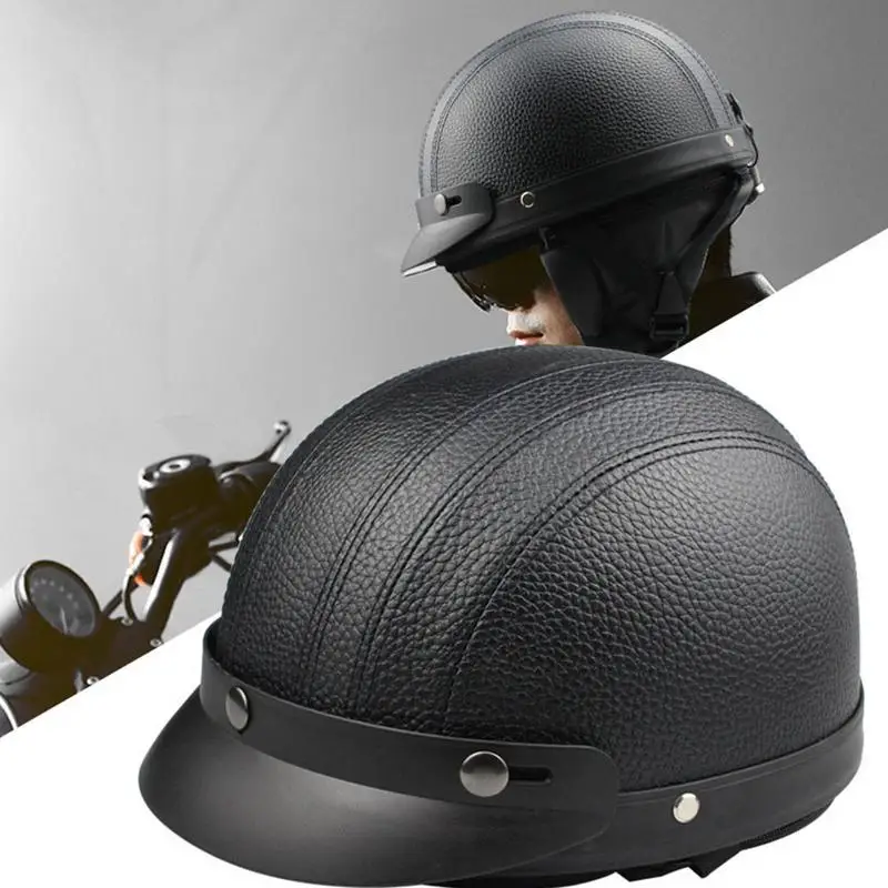 DOT Motorcycle Half Helmet German Style Skull Cap Scooter Chopper Biker