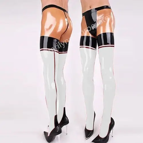 

New Latex100% Rubber Pants Trouser Transparent&White Panties Clubwear Kurze Hose Cosplay Size XS-XXL