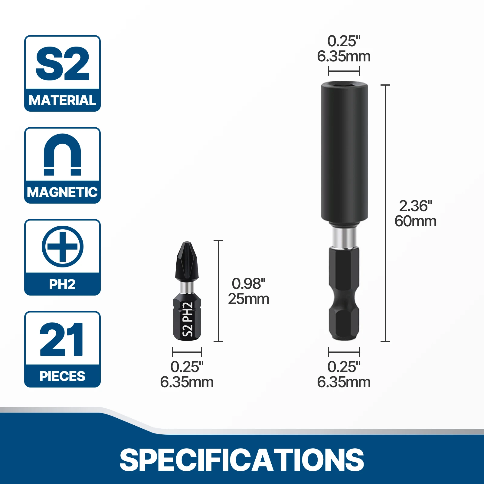 Enhanced Impact Screwdriver Drill Driver Bits Set with Magnetic Bit Holder