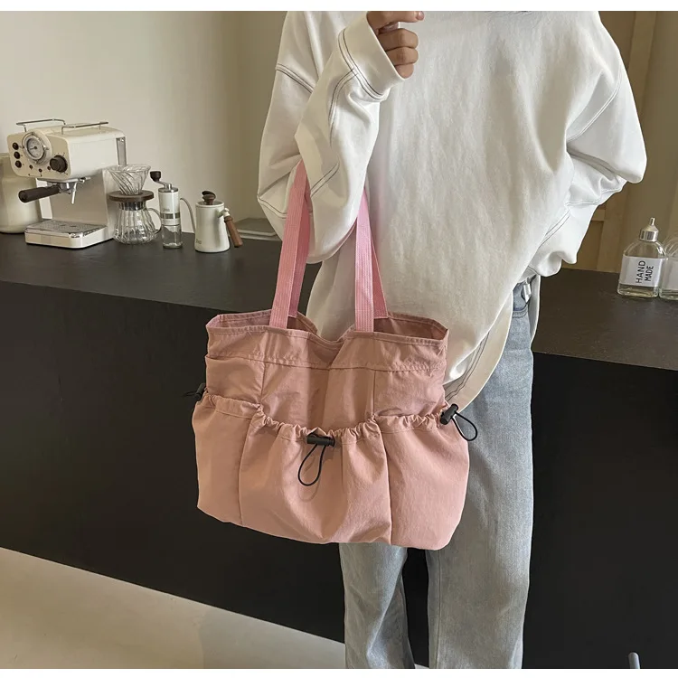 Large Capacity Tote Bag Fashion Shoulder Canvas Bag Work Commuting Bucket Bag