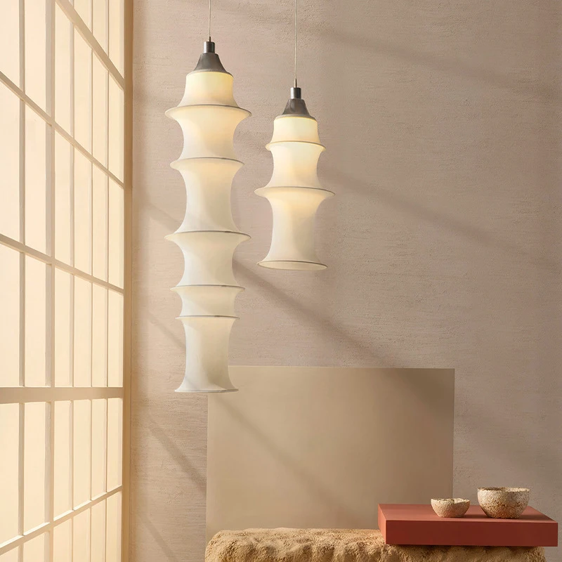 Nordic Minimalist Fabric Wabi Sabi Led Pendant Lights Living Dining Room Loft Home Decor Chandelier Bedroom Corner Bedside Lamp 4