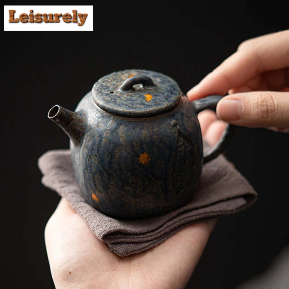 160ml Retro Bronze Galze Teapot Japanese Old Rock Clay Pot Vintage Tea Brewing Kettle with Infuser Chinese Tea for Tea Ornaments