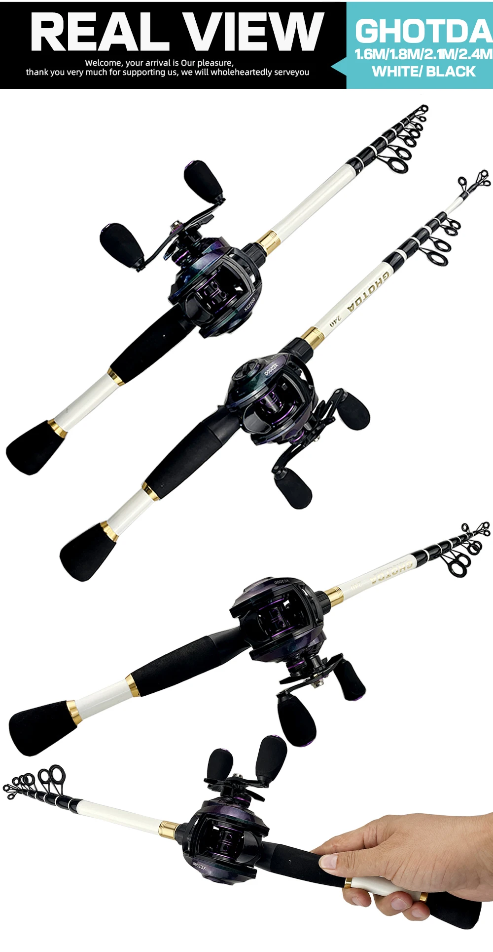 Ghotda Ultralight Carbon Fast Cast Lure Fishing Rod Fishing Rod 1.6-2.4M  8kg Max Power Baitcasting Reel Combo Fishing Track - AliExpress