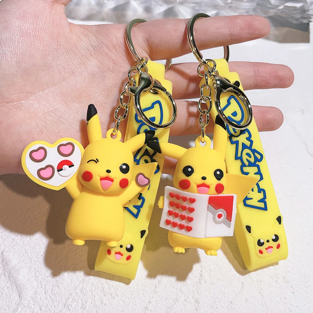 

Genuine Pokemon Action Figure Raichu Pikachu Keychain Pokémon Keyring Cute Anime Cartoon Decorations Model Toys Doll Girl Gift