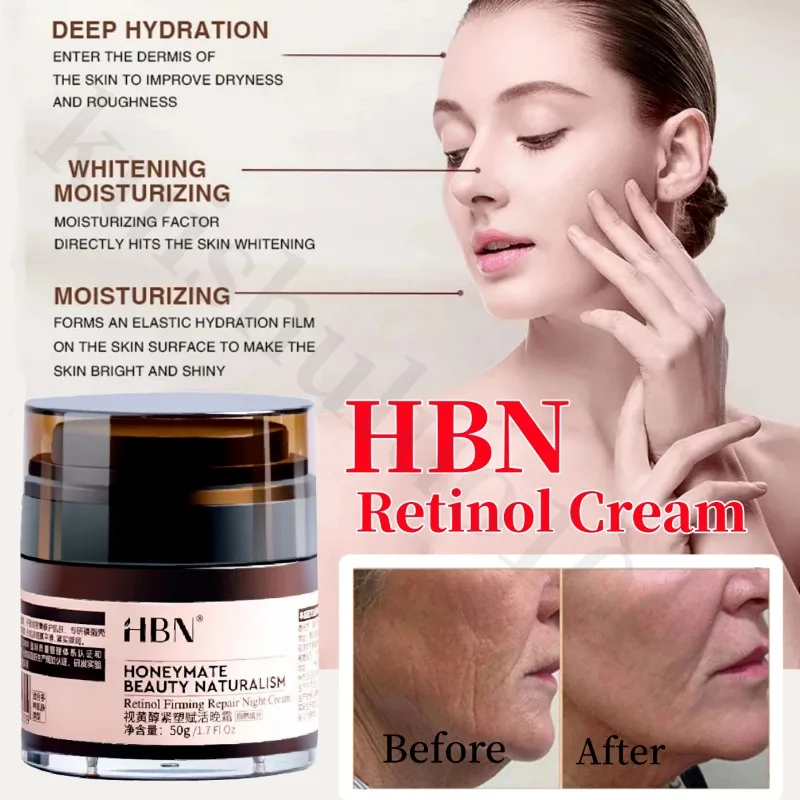 HBN Retinol Gentle Fading Fine Lines Anti-Aging Brightening Night Cream Delicate Skin Repair Skin Barrier Essence 50ml delicate eye repair