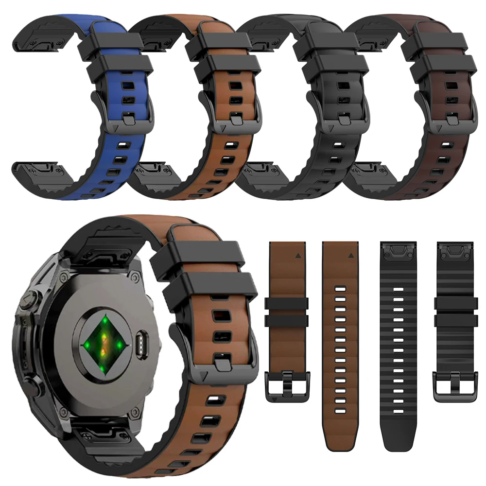 Premium Hybrid Leather-Silicone Watch Strap with QuickFit Design (26mm/22mm)