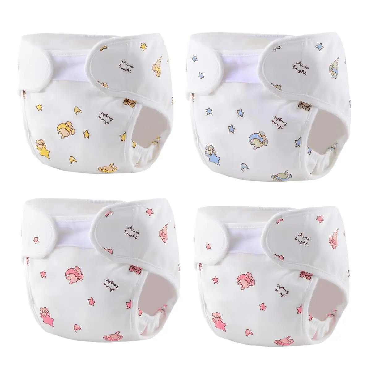 Accessori per pannolini per bambole rinate Confezione da 4 pezzi adatta per bambole rinate da 17-24 pollici Biancheria intima per neonati riutilizzabile lavabile