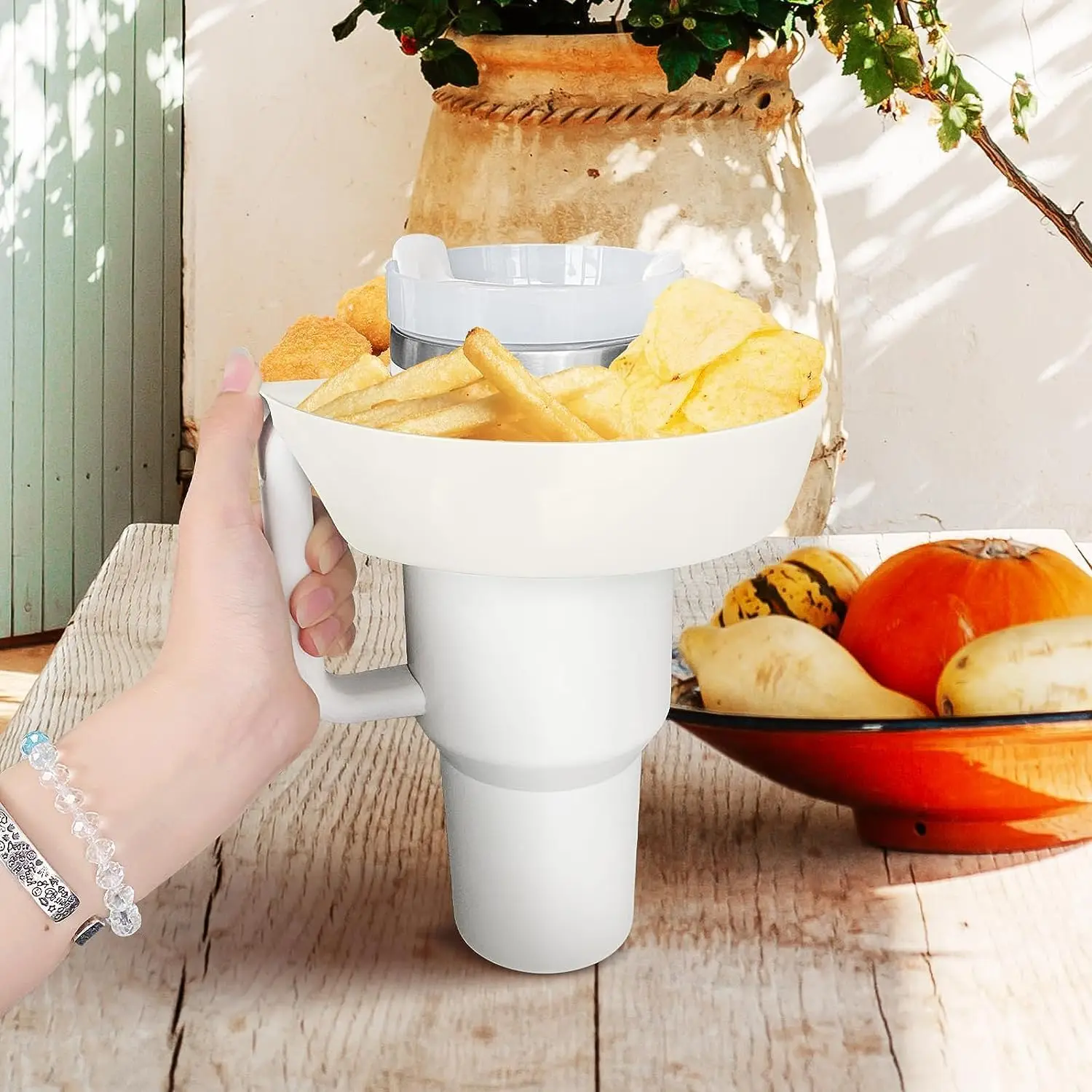 1 Pcs Snack Bowl for Stanley Cup Tumbler Snack Tray 40oz Tumbler with Handle Reusable Snack Plates Container Cup Accessories 2