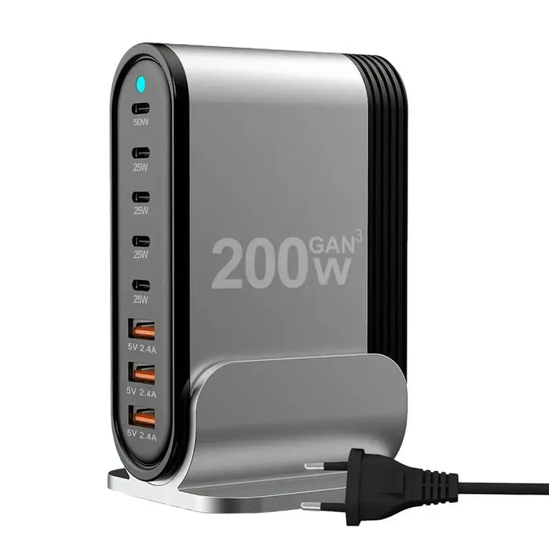 

Сетевое зарядное устройство с 8 портами USB C/USB A, 200 Вт