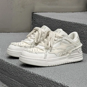 Men's Shoes 2025 New Winter Leather Casual Versatile White Shoes Youth Soft-Soled Height-Increasing Sports Sneakers