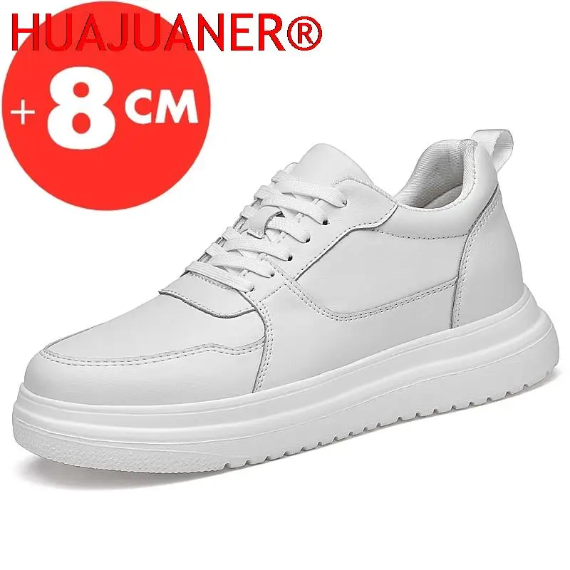 

Men Sneakers Elevator Shoes Heightening Height Increase Insole 7-8CM High Heels Shoes Genuine Leather Sport Shoes