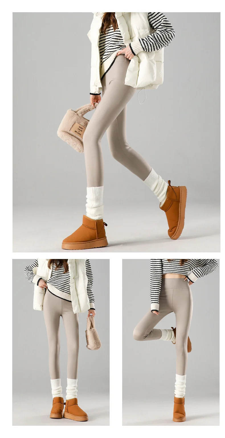 Thermal Fleece Leggings - High Waist Winter Warm Leggings With Rabbit Wool Insulation