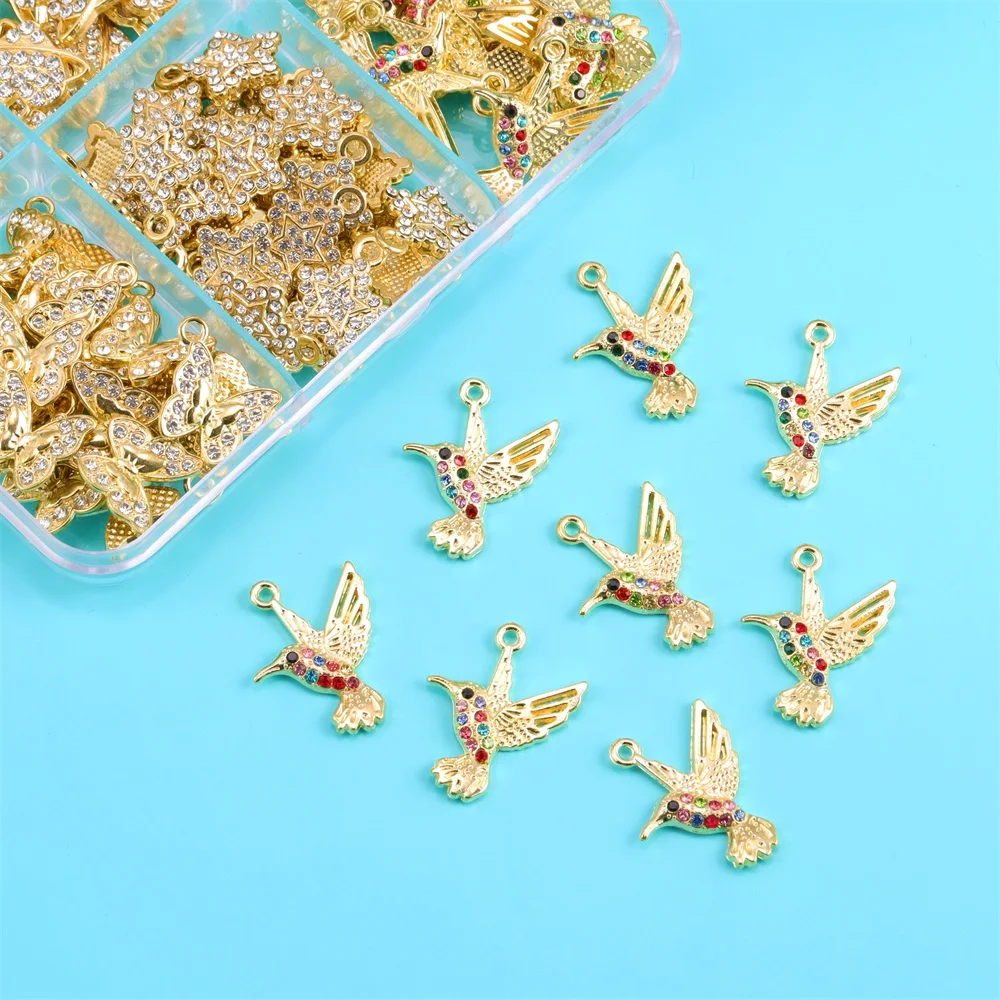 10 stücke handgemachte Halskette Ohrringe Anhänger Liebe Blumen Schmetterling Strass DIY Schmuck machen Ergebnisse Ohrringe machen – Detail 10