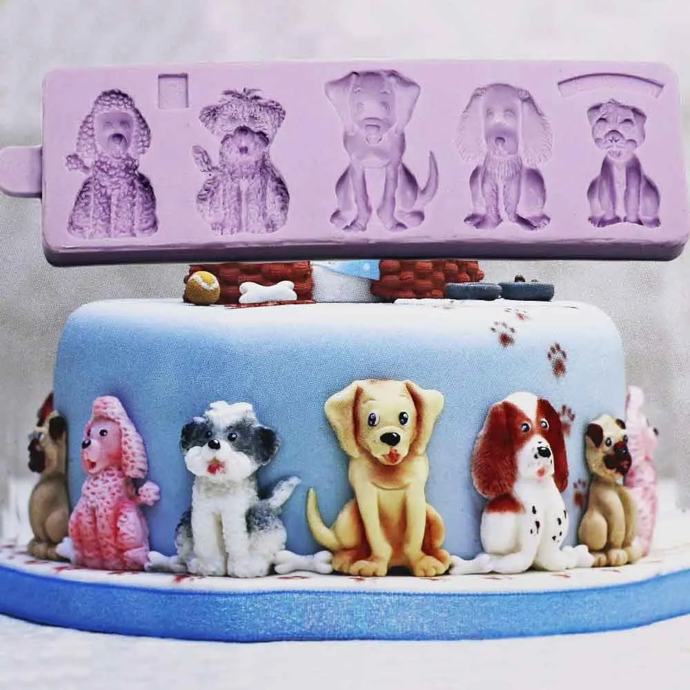 

Pet Cute Puppy Dog Silicone Fondant Mould Chocolate Candy Cake Decorating Baking Mold 5 Collection Dog