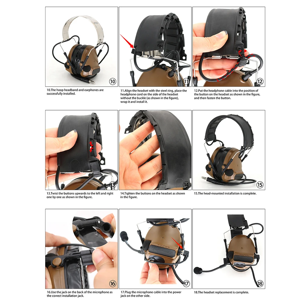 Tactical Headset Comtac Airsoft Shooting Headphone Replacement Headband Kit Compatible with COMTAC I II III Shooting Headset