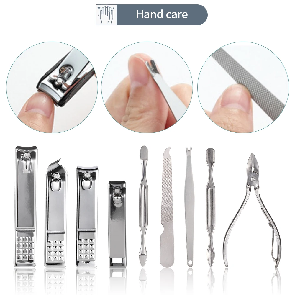 Nail Clipper Set, Stainless Steel Waterproof and Splash-Proof Removable,  Including Large Nail Clippers toenail Clippers, File Dark Gray PU Travel