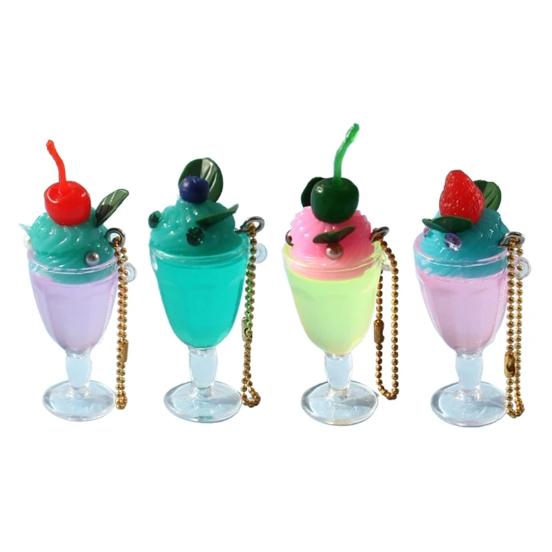 

3D Imitation Juice Drink Keyring Pendant Bag Car Decoration Students Gift Women