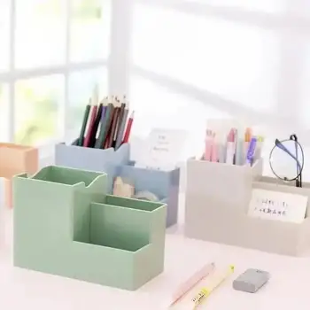 New Stationery Pen Desk Holder Desktop Mobile Phone Holder Organizing Box Simple and Large Capacity Office Storage Supplies