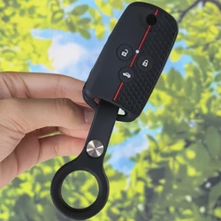 Sleek Honeycomb - Textured Key Cover with Keychain (Red Line)