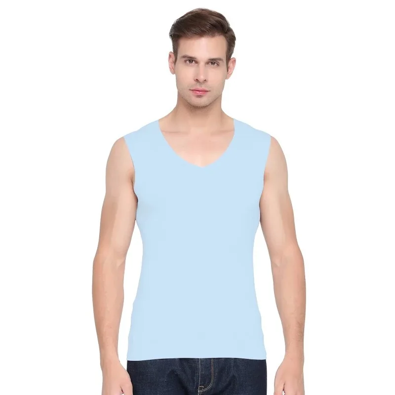 thumbnail image 1 of Camiseta interior de seda de hielo sin marcas para hombre, cuerpo de verano para deportes juveniles, ropa interior sin mangas con barra transversal, sudadera de fondo, camiseta, 1 of 4