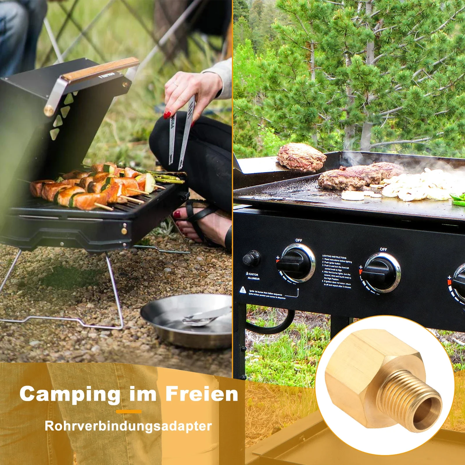 Propane tank refill adapter LPG propane gas camping grill hose adapter connector for cooker/gas hose/gas stove/outdoor camping stove grill 1/2"R X 1/4"lks
