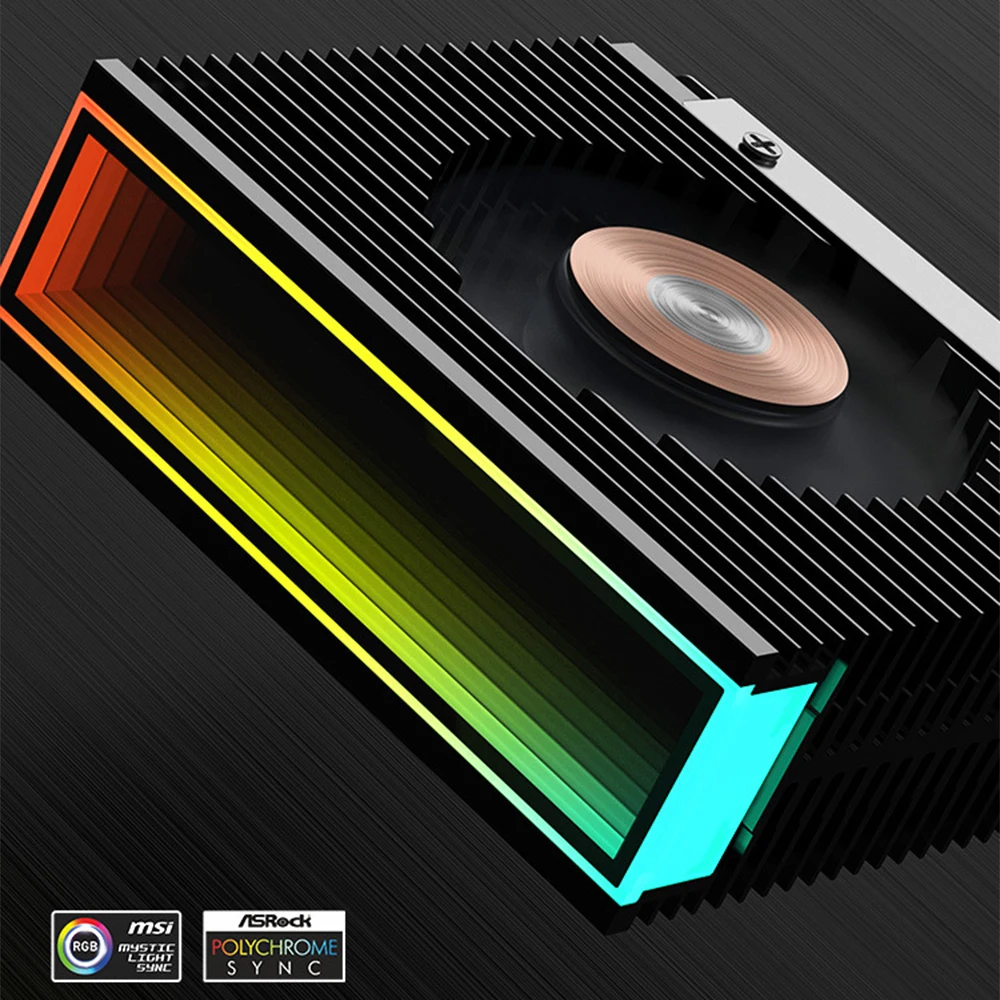 ARGB M.2 2280 SSD Heatsink Aluminum SSD Cooler Dual PWM Fans with Thermal Pad M.2 Radiator for Desktop PC 75*75*25MM