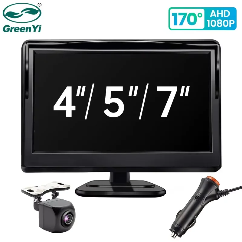 GreenYi 4.3/5/7 inch AHD IPS Monitor 1080P Night Vision Car Rear View Camera 170&deg; Waterproof