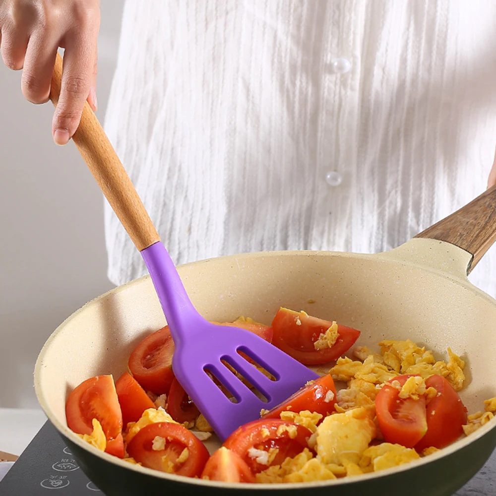 Silicone Kitchen Cooking Tools Heat Resistant Spoon Spatula Kitchenware Non-Stick Ladle Egg Beater Baking Utensils Accessories
