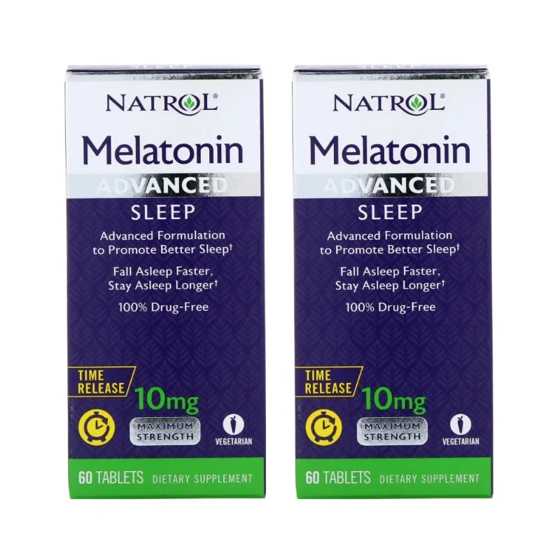 

2 bottles Natrol Advanced Sleep Melatonin 10 mg 60 Tablets Calcium Vitamin Fall Asleep Faster Stay Asleep Longer FREE SHIPPING