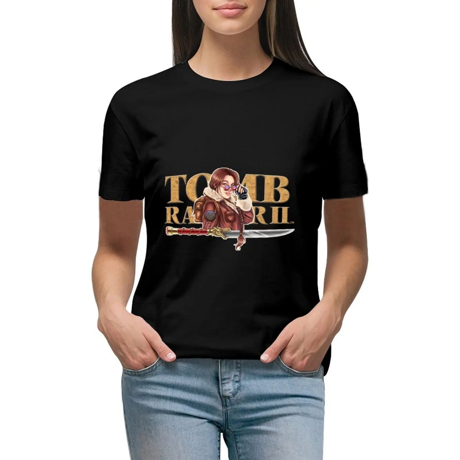 

Tomb Raider 80s T-shirt summer top cute clothes Blouse Women tops