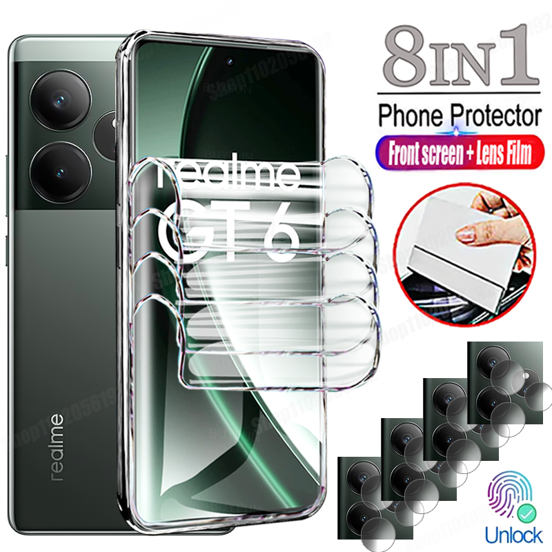 8IN1 Hydrogel Film For Realme GT NEO 6 5 SE 3T 2T GT 7 Pro Screen Protector For Realme C67 C63 C55 C53 C51 C25 C21 C33 Soft Film