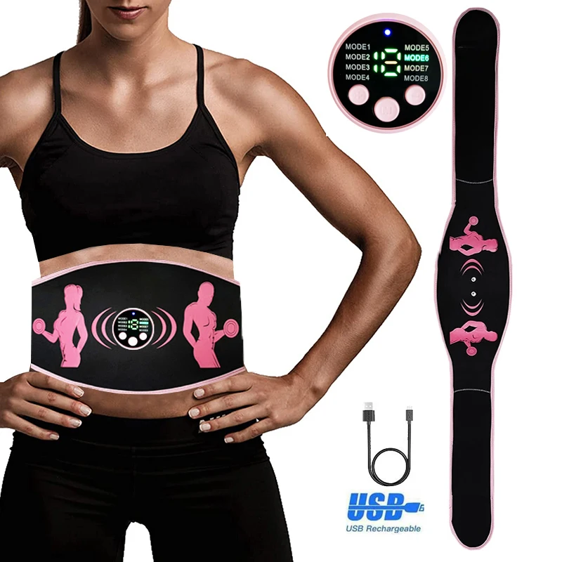 Fitness EMS Electric Abdominal Massage Body Slimming Belt Muscle Stimulator USB Recharge Waist Trainer Weight Loss