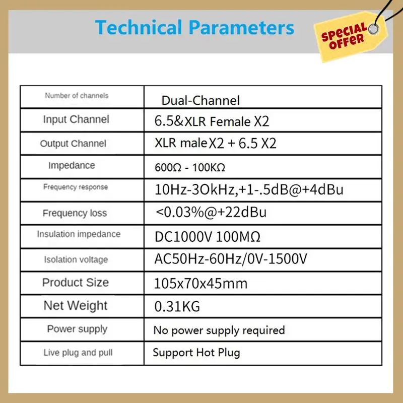 Pro G202 Audio Noise Reducer Dual-Channel 6.5 XLR Audio Isolator Current Sound Noise Mixer Microphone Common Ground Filter